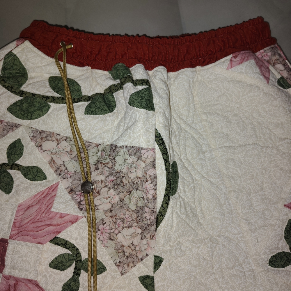 Floral Patchwork Shorts with Red Waistband Regenthreads